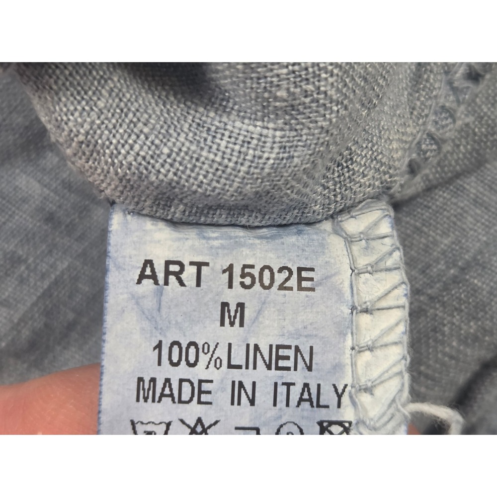 Tempo Paris 100% Linen Wide Leg Pants Blue Made in Italy Art 1502E Medium - Picture 8 of 10